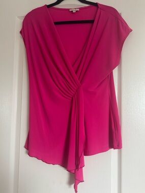 Laura Petite Fuchsia Draped Faux Wrap Top – Size XL